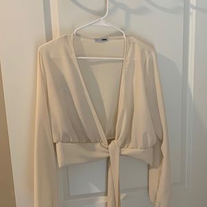 Sheer Ivory Blouse - Tie Around